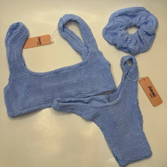 ‼️SALE‼️ Jimmi Swim Blue Textured 3 Piece Bikini Set - Picture 2 of 5
